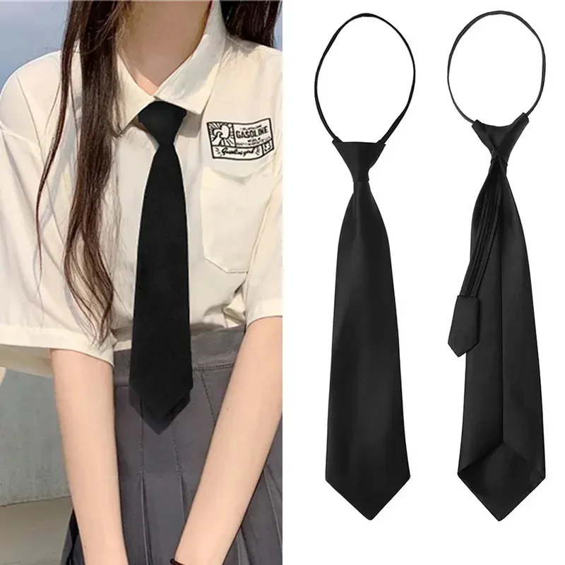 Unisex Schwarz Einfache Clip-on-Krawatte Sicherheitskrawatte