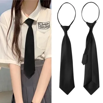 Unisex Schwarz Einfache Clip-on-Krawatte Sicherheitskrawatte Uniform Hemd Anzug Krawatten Steward Matte
