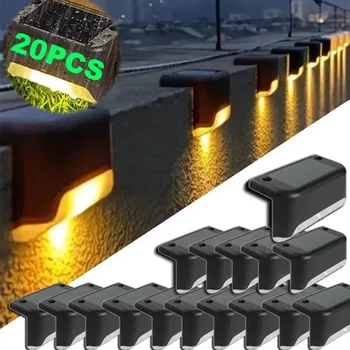 Warmweiße LED-Solar-Stufenlampe, Weg, Treppe, Gartenleuchten im Freien, wasserdichte Balkonleuchte, Dekoration