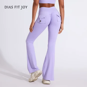 DIAS FIT JOY Damen Yoga-Hose mit Taschen, hoher Taille, Hüftlifting-Effekt, schnelltrocknend, für Fitness