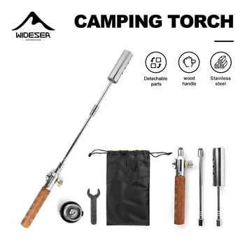 Widesea Flammenwerfer mit langem Griff, abnehmbare tragbare Camping-Taschenlampe aus Edelstahl, leicht