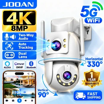 Jooan 4K 8MP HD Wifi PTZ Kamera Outdoor 5G Wifi Dual Objektiv Sicherheit IP Kameras 5X Zoom AI Tracking ONVIF
