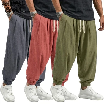 Koreanische Leinen-Baumwoll-Hose für Herren, Gym-Hose, Lässige Arbeitshose, Frühlings-Haremshose