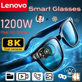 Lenovo KI-Smart-Brille Kabellose Bluetooth-Sonnenbrille Fernbedienung 8K-Steuerung Touch-Fotokamera Aufnahme