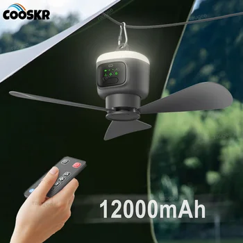 12000 mAh Deckenventilatoren Tragbarer Campingventilator Zelt Luftzirkulator Kühler Outdoor Wiederaufladbarer
