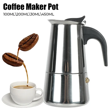 Edelstahl Moka Kaffeemaschine Topf Kaffeekanne für Küche Mokka Espresso Latte Herd Filter 2/4/6/9 Tassen