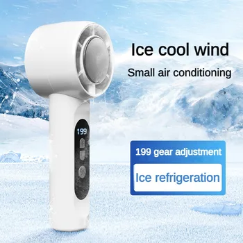 Tragbarer Handventilator, 199-Gang-Desktop-Ventilator, wiederaufladbarer USB-Kühlventilator, LED-Anzeige