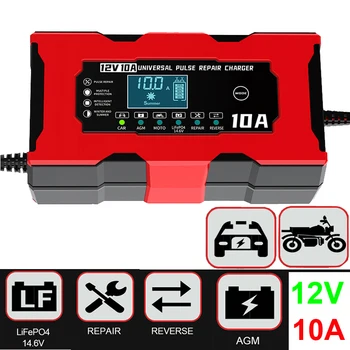 12V 10A Auto Batterie Ladegerät 14,6V 10A Eisen Lithium Ladegerät Für Lifepo4 Blei Säure AGM GEL PB Lithium