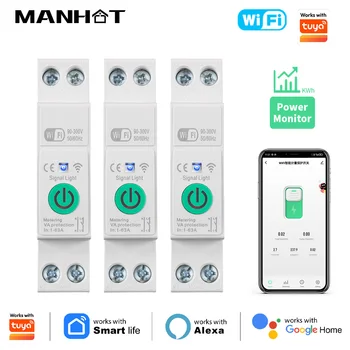1-63A 1P+N WLAN-Smart-Leistungsschalter mit kWh-Messung, Timer-Relais, MCB, Spannungs- und Stromschutz