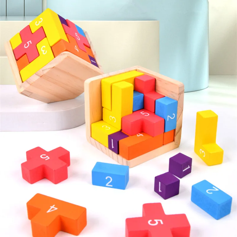 Bunte Holzblock-Puzzles, klassisches 3D-Puzzle „Luban Lock – Bild 6