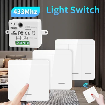 Drahtloser ON OFF-Schalter RF433-Modul Fernbedienung Lichtschalter 1/2/3 Gang Wandschalter für Glühbirne