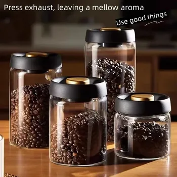 Manuelles, vakuumversiegeltes Kaffeedose aus Borosilikatglas, feuchtigkeitsbeständiger