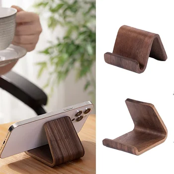 Multifunktionaler Telefonhalter aus massivem Holz, schwarzes Walnussholz, Rezeption