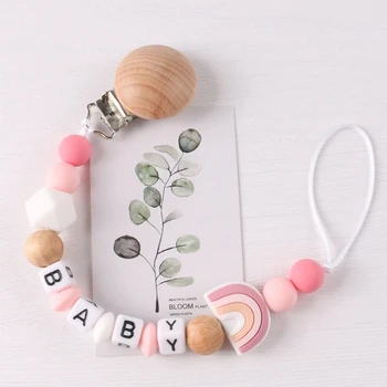 Babyprodukte Silikon-Schnullerkette mit Buchenclip