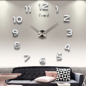 2026 Modernes Design Große Wanduhr 3D DIY Quarzuhren Mode-Uhren Acryl-Spiegel-Aufkleber Wohnzimmer Heim-Deko