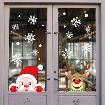 Weihnachts-Fensteraufkleber, Weihnachtsmann, Schneeflocke, DIY-Wandaufkleber, 2023, Weihnachtsdekoration