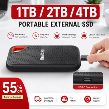 16TB Tragbare SSD Externe Festplatte USB 3.1 Typ-C Hochgeschwindigkeits-Datenspeicher für Laptop/Mac