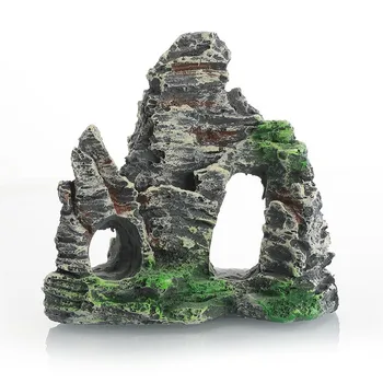 Steingarten Berg Harz Aquarium Landschaft Ansicht Dekoration Hügel Hängende Brücke Ansicht Ornament Harz