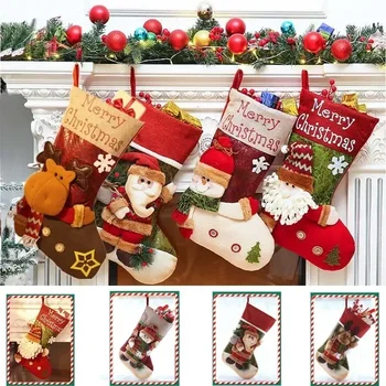 Weihnachts strumpf Schneemann Santa Elk Kind Süßigkeiten Geschenk Tasche Socke Kamin Dekor Weihnachten