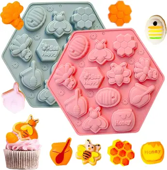 Honigbienen-Silikonformen für Seife, Wabenkuchenform für Schokolade, Eiswürfel, Leckerlis, Cupcakes, Desserts