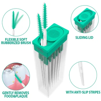 Paket Silikon Interdentalbürsten Dental Zahnstocher Zahnbürste Zwischen Zähne Mit Gewinde Oral (100 Stück)