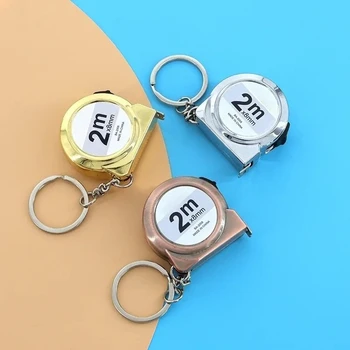 Tragbares Mini-Maßband, einziehbar, 2 m, weiches Stahl-Schlüsselanhänger-Design, kleines