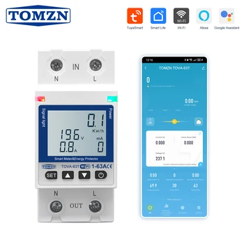 Wiederverschließbarer Smartlife TUYA WIFI-Leistungsschalter, 63 A, 110 V, 220 V, Energiemesser, Messtimer