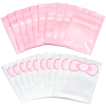 Rosa Klar Druckverschlussbeutel Fliege Süßigkeiten Kekse Verpackung Taschen Schmuck Ornament Perlen (20 Stück)
