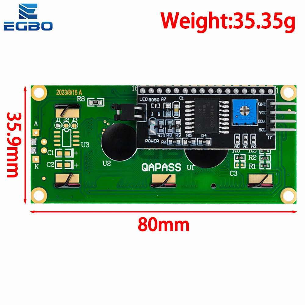 EGBO LCD1602+I2C LCD 1602 Modul Blauer/Grüner Bildschirm – Bild 5