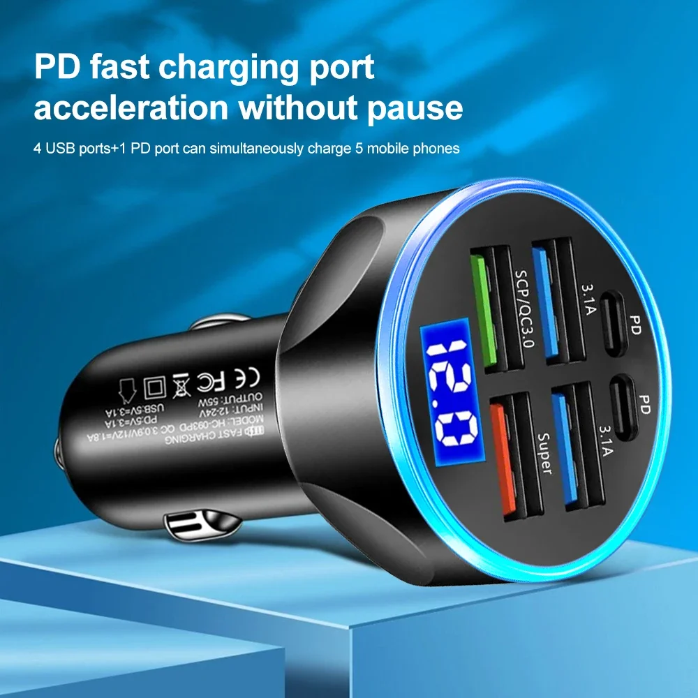 Auto-Ladegerät bis 250 W PD mit Digitalanzeige, QC 3.0 – Bild 5