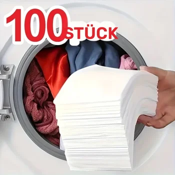 100 Anti-Fade-Wäschetücher - Farbübertragungstücher für Waschmaschinen, verhindern Fleckenbildung