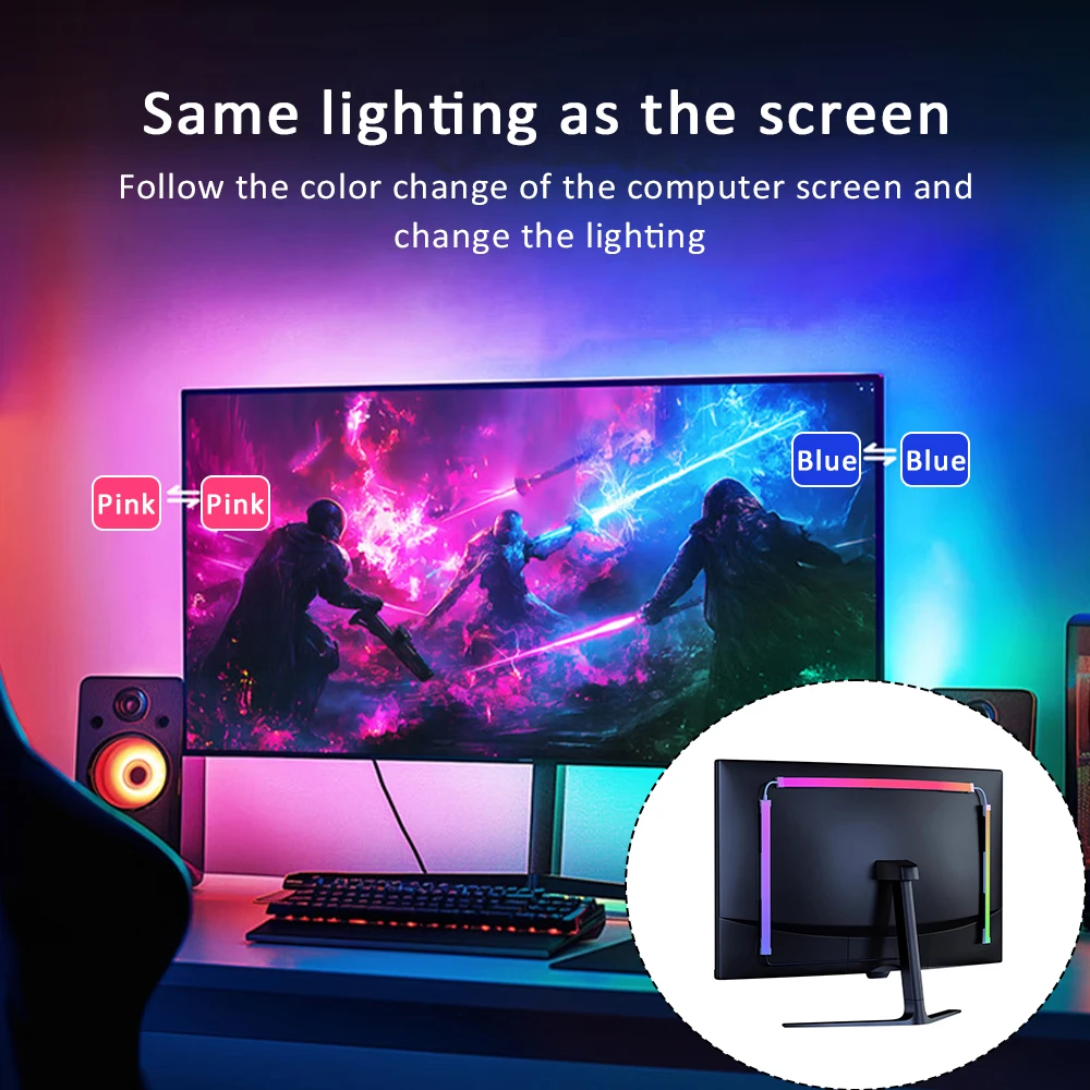 24-34 Zoll USB PC LED Streifen Lichter Computer Sync Licht – Bild 2