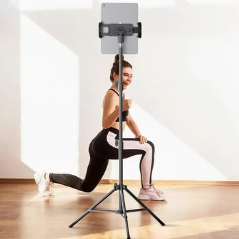 Verstellbares Stativ Tablet-Bodenständer 360° ° Drehbarer Halter, 24-65 Zoll Höhe für 4-14 Zoll Tablets