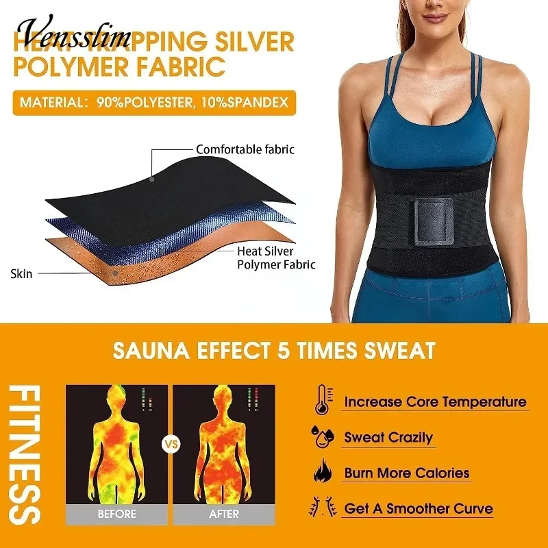 Vensslim Frauen Sauna Schweiß Bauch Trimmer Gürtel Taille – Bild 3