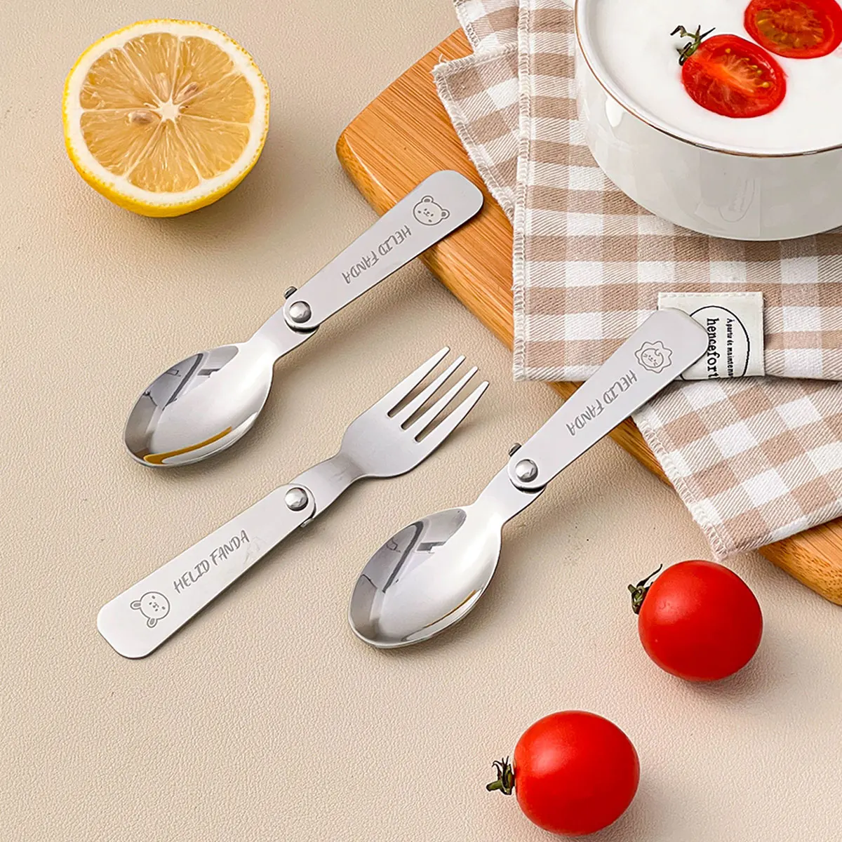 WORTHBUY 3 Teile/satz Tragbare Faltbare Geschirr Set 304 – Bild 4