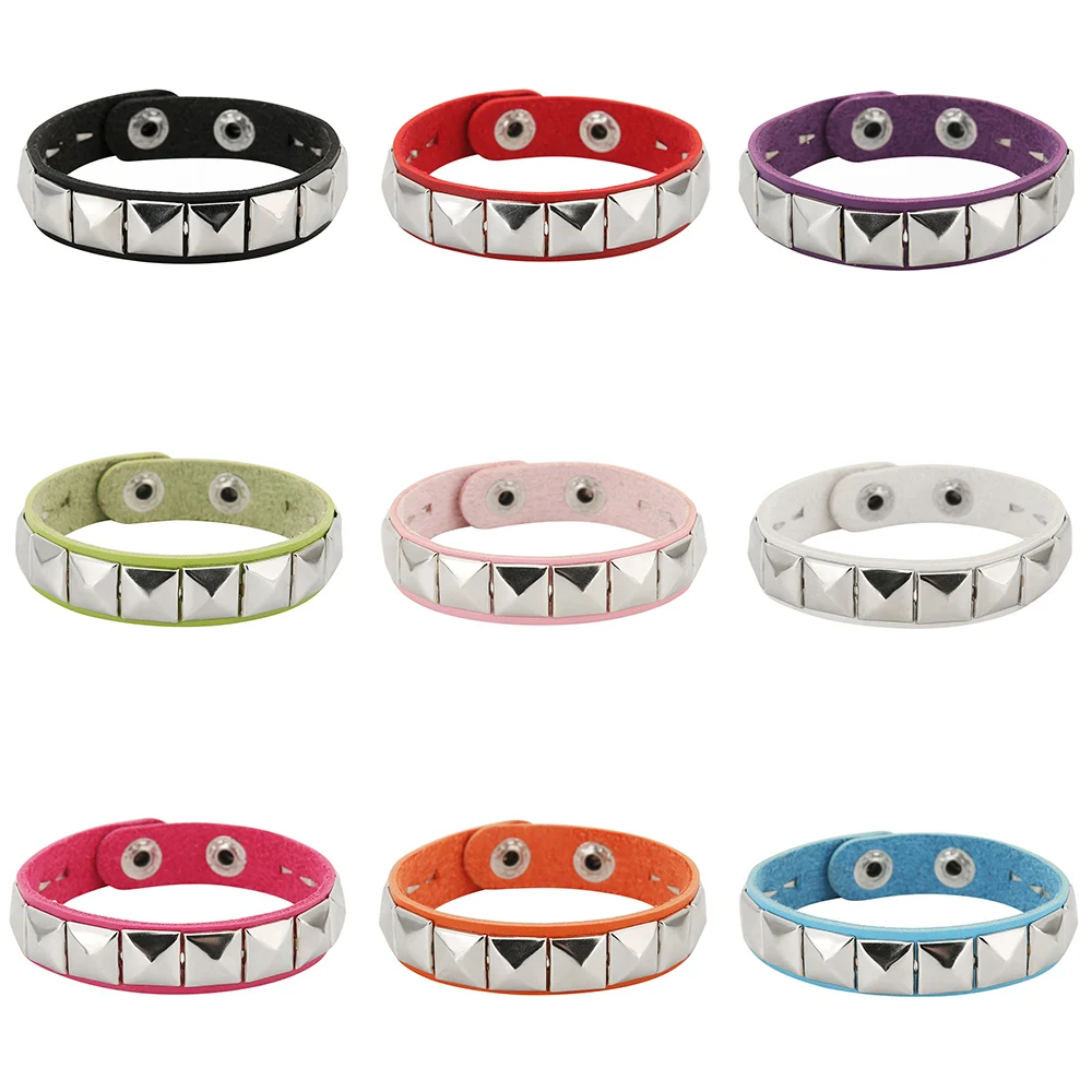 Neues einreihiges Punkrock-Armband mit Nieten, quadratisches