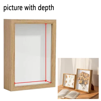 3D Holzbilderrahmen Tiefe 3cm Massivholz Getrocknete Blumen Fotorahmen für DIY Pflanzenproben Bilderrahmen