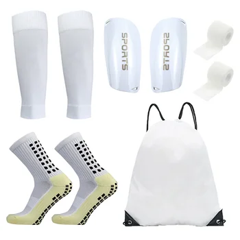 Set Fußballsocken mit Grip für Jugendliche und Herren, Sportsocken, Fußball-Beinschoner (5 Stück)