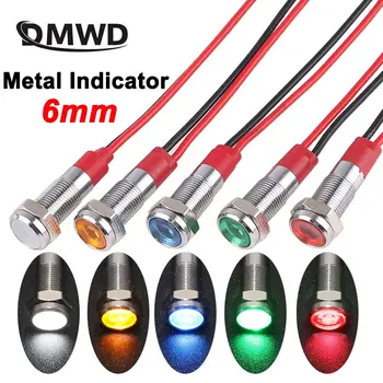 LED Metall Kontroll leuchte 6mm wasserdichte Leistungs signal lampe DC3V/5V/6V/12V/24V/AC220V rot gelb blau