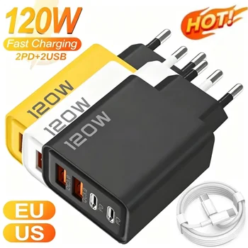 120W schnelles Ladegerät mit USB-Typ-C-Kabel, schnelles Ladeadapter für iPhone, Xiaomi, Samsung, Quick Charge