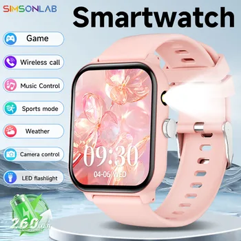 Smartwatch mit 1,83'' Display, Bluetooth-Anruffunktion, Sportmodus, Musik-/Kamerasteuerung, LED-Taschenlampe