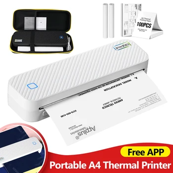Tragbarer A4-Thermodrucker, Bluetooth, Fotos, PDF-Dokumentendruckmaschine, gefaltetes Rollenpapier für Büro