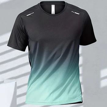 Männer T-shirts Sport T-shirt Schnell trocknend Gradienten Kurzarm T-shirts Outdoor Workout Basketball