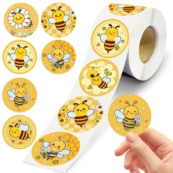 Rolle Honigbienen-Aufkleber Cartoon-Bienen Belohnungsaufkleber Wasserfeste Selbstklebende (500 Stück)