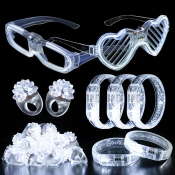 Weiße Hochzeits-Mix-Sets mit LED-Leuchten, leuchtende Armbänder und blinkenden holprigen Ringen