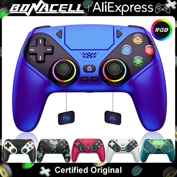 Controller für Playstation 5/PS5/PS5 Pro/Slim/PC, Kabellose Gamepads RGB Joystick Turbo/Marco Programmierbar