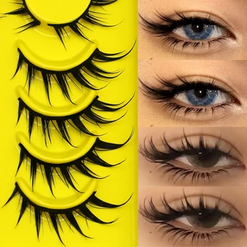 Lasvirey Cat Eye Lashes Manga Lashes Styles 3D Faux Mink Lashes Soft Cross Wispy Natural Winged End Eye