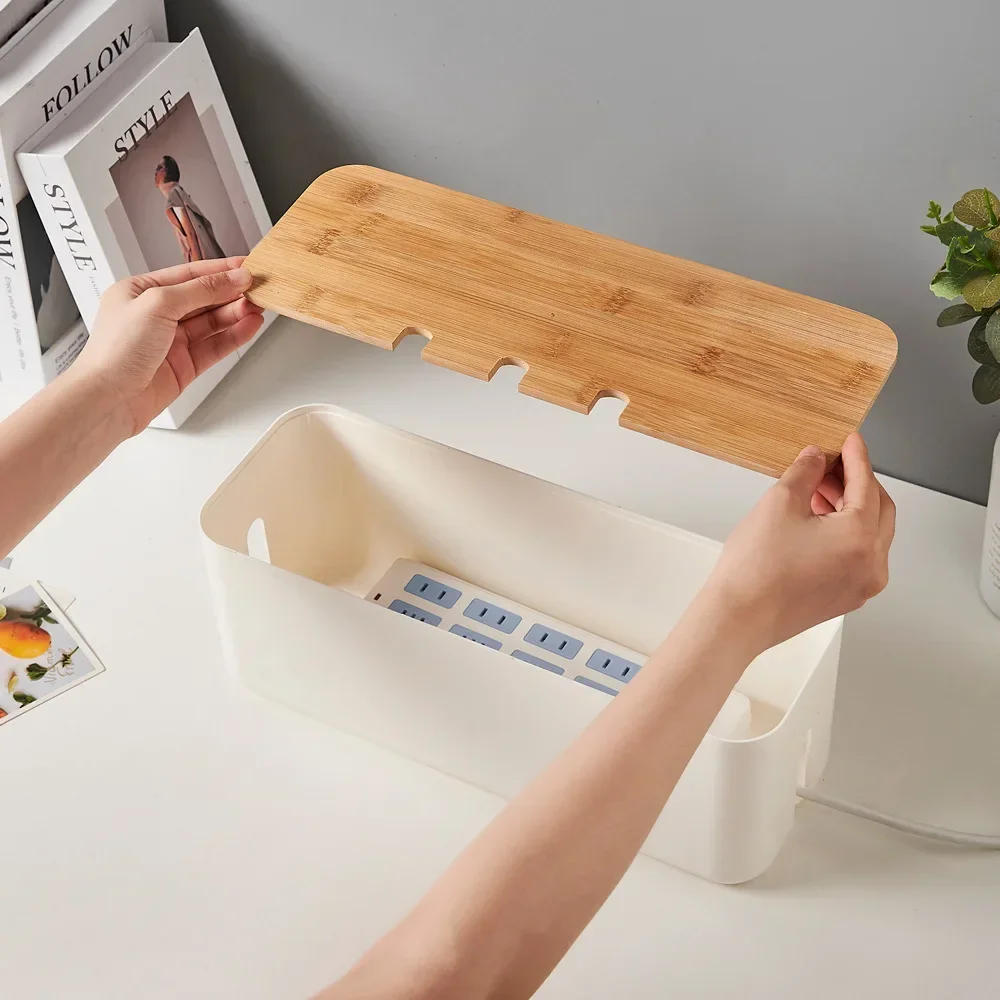 Kabelmanagement-Box mit Bambusabdeckung – Bild 5