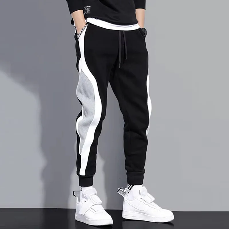Herbst Herren breite lose Freizeit hose Herren Patchwork – Bild 2