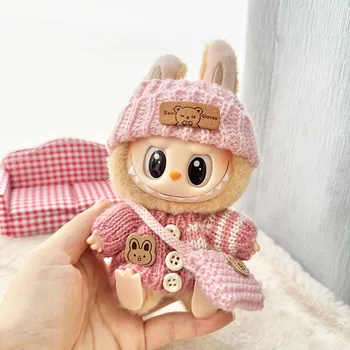 Puppenkleidung für Labubu Outfit V1 V2 V3 17cm Puppen Sitzzubehör Brillen Kleidung Designer Geschenk Pullover
